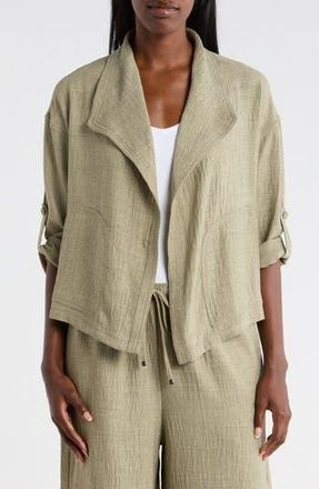 Max Studio Textured Drape Jacket in Grey/Sage at Nordstrom Rack, Size X-Large