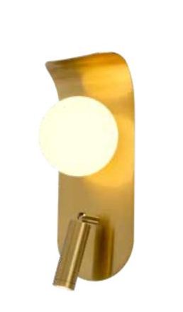 OEM Pati - L&aacute;mpara De Pared Moderna De 31 Cm, Lat&oacute;n Dorado + Bola Lechosa