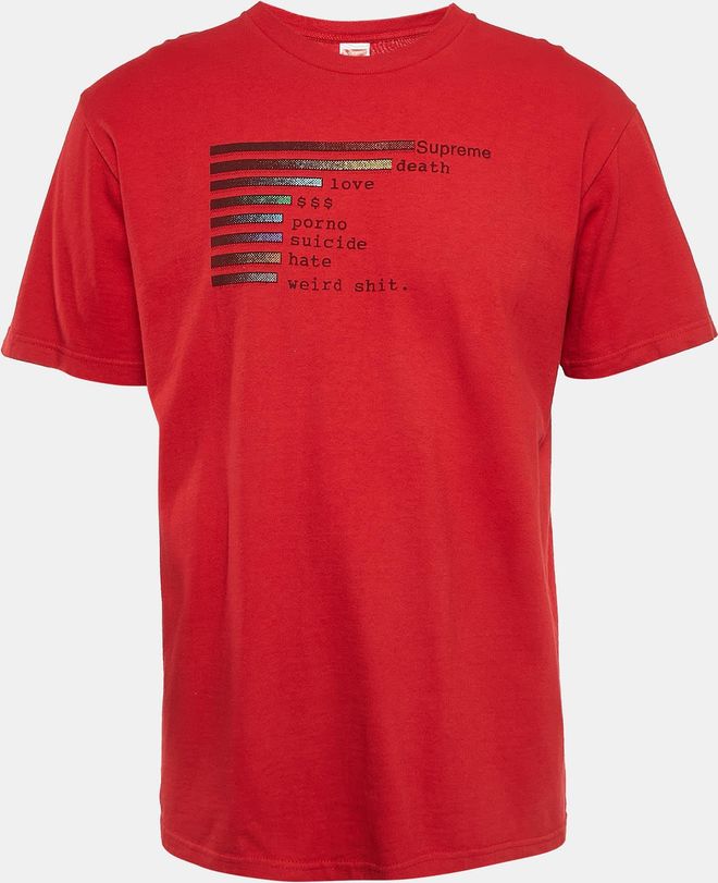 Red Printed Cotton Crew Neck T-Shirt