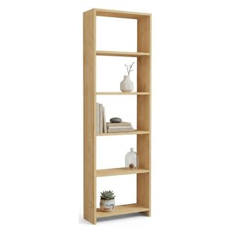 Dmora Estanter&iacute;a Paupisi, Biblioteca 5 Niveles, Instalaci&oacute;n Libre, Vertical, 50x20x160h Cm Roble Marr&oacute;n