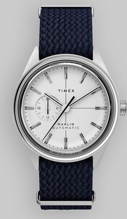 Timex Marlin Jet Auto Case Silver Uhr blau