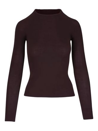 Majestic Filatures ribbed mock-neck top - Brown