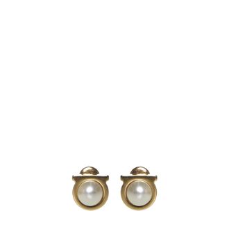 Ferragamo Gancini Pearl Earrings - Dames - Oorbellen - Geel - ONE Size - Accessoires