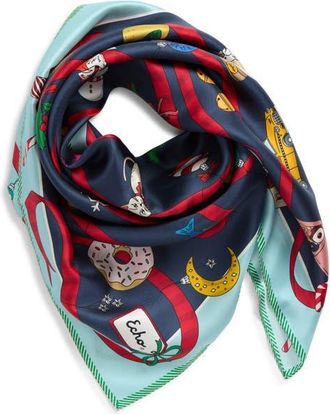 Echo Ornament Collection Silk Square Scarf in Navy at Nordstrom