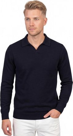 Profuomo polo lange mouw Profuomo donkerblauw
