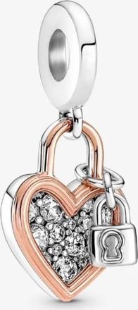 Pandora Heart Padlock Double Dangle Charm