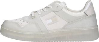 Tommy Jeans Faux Leather Sneakers - Heren - Sneakers - Wit - 40 EU - Leer - Schoenen