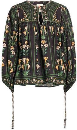 Farm Rio FLOWERS ARCH BLACK LONG SLEEVE BLOUSE