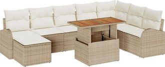 vidaXL Garden Sofa Set with Storage 9 pcs Beige Poly rattan vidaXL