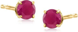 Ross-Simons Round Ruby Earrings in 14kt Yellow Gold