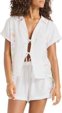 Vitamin A Superbloom Tie Front Cover-Up Shirt in White at Nordstrom, Size Xx-Small