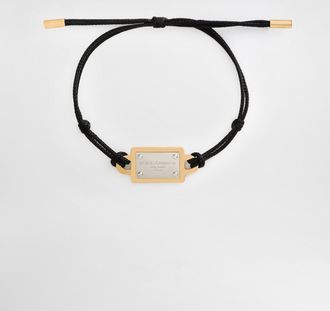 Dolce & Gabbana Bracelet With Cord And Logo Tag - Woman Bijoux Black Metal Onesize