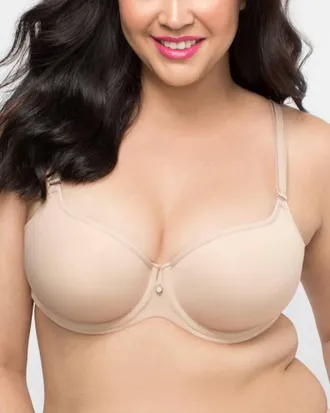 Curvy Couture Tulip Smooth Underwire T-Shirt Bra In Nude