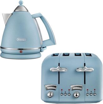 DeLonghi Argento 1.7L Kettle & 4 Slice Toaster Set, Blue - Delonghi