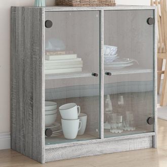 vidaXL Armario Auxiliar Puertas De Vidrio Gris Sonoma 68x37x75,5 Cm Vidaxl