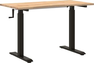 vidaXL Escritorio Negro Y Natural 120 X 60 Cm Madera De Roble S&oacute;lido Vidaxl