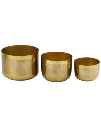CosmoLiving by Cosmopolitan Cosmoliving By Cosmopolitan Set Of 3 Gold Metal Indoor Outdoor Planter