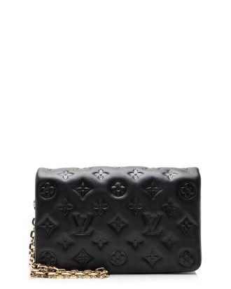 Louis Vuitton Black Monogram Embossed Lambskin Coussin Pochette (Authentic Pre-Loved)