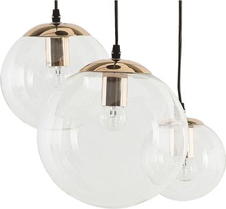 Beliani Lampadario Moderno A 3 Sfere In Vetro Trasparente Diverse Dimensioni Ladon