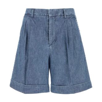 Valentino Garavani Denim Shorts, male, Blue, Size: 2XL Denim Bermuda Shorts With Jacquard Hem