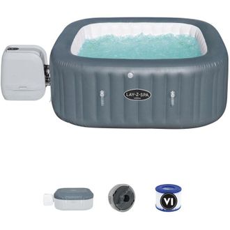 Bestway Piscina idromassaggio gonfiabile riscaldata Bestway lay-z-spa hawaii hydrojet pro 4/6 persone 180x180x71 cm con copertura gonfiabile, cartuccia ed