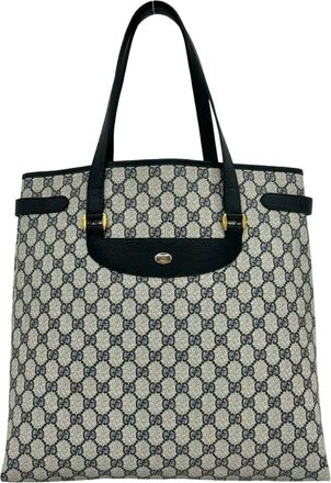 Gucci Navy Leather Pvc Shoulder Bag Tote Bag (Pre-Owned)