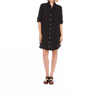 Karen Kane Ruched Sleeve Shirtdress - Petite In Black