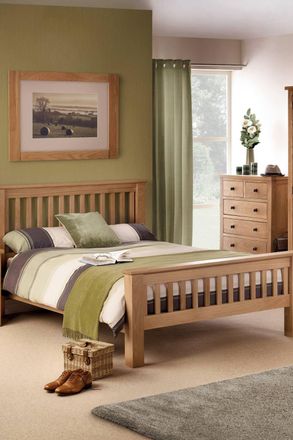 Julian Bowen Amsterdam High Footend Solid Oak Bed in Natural | Size: Super King