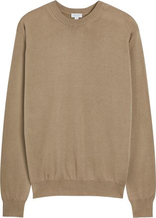 Sunspel Cotton Jumper - Light Brown - XL