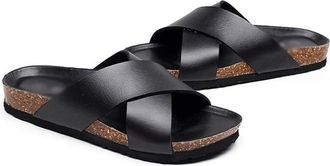 Generic Womens Slippers Unisex Fashion Men Beach Cross Cork Slippers Summer Solid Color Non-slip Outside Women Slide Shoe