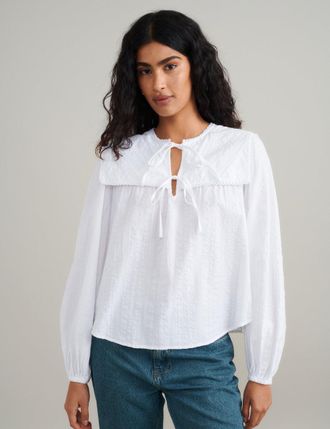 Nobody's Child White Collar Detail Bridy Blouse
