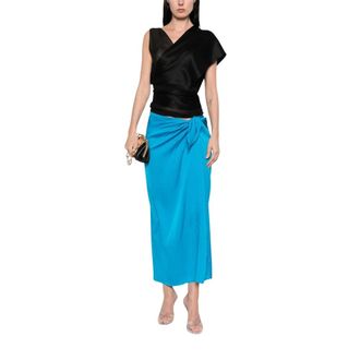 Nouvelle/Silk95Five French Tie Silk Skirt - Dames - Maxi Rokken - Blauw - XS - Rokken
