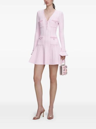 Self Portrait pearl-embellishment mini dress - Pink