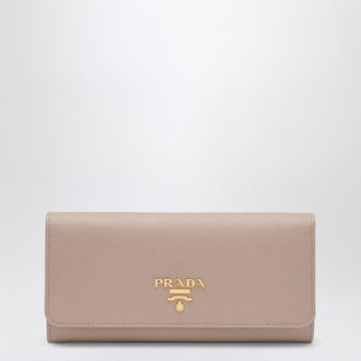 Prada Saffiano wallet in powder pink and gold