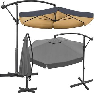 OEM Sombrilla De Jard&iacute;n Con Brazo De 350 Cm, Grande, S&oacute;lida, Plegable, Sobre Base