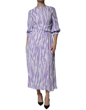 Msgm Patterned Viscose Short Sleeves Maxi Womens Dress (Pre-Owned)