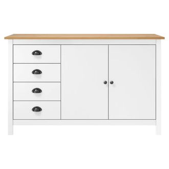 Berkfield Home Sideboard Hill White 130x40x80 cm Solid Pine Wood | Size: 130 x 40 x 80 cm