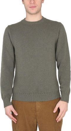 Pantaloni Torino Cross-Neck Ribbed Knit Sweater In Green