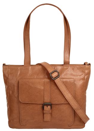 Spikes & Sparrow Shopper SPIKES & SPARROW, Damen, Gr. B/H/T: 30cm x 23cm x 7cm onesize, braun (cognac), Leder, leicht gl&auml;nzend, unifarben, Taschen Shopper, echt Leder