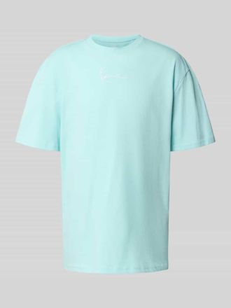 Karl Kani T-Shirt mit Label-Stitching in Ocean, Gr&ouml;&szlig;e XL