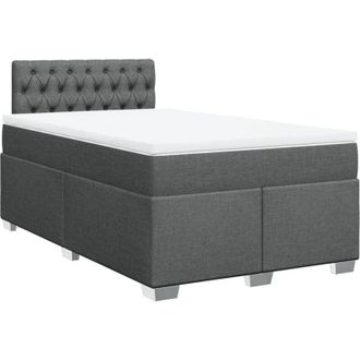 vidaXL Cama Box Spring Con Colch&oacute;n Tela Gris Oscuro 120x200 Cm Vidaxl