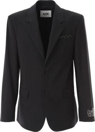 Msgm Klassieke Jas - Heren - Blazers - Zwart - M - Wol - Jassen