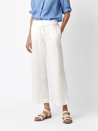 Toni Schlupfhose TONI Pia Wide Leg 7/8, Damen, Gr. 48, N-Gr, weiss (sanftes wei&szlig;), Web, Obermaterial: 50% Baumwolle, 25% Leinen, 25% Lyocell, unifarben, we