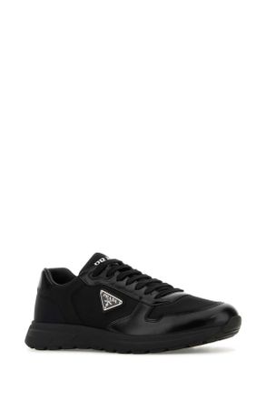 Prada Mens Black Nylon And Leather Prax 2.0 Sneakers Nero Recycledpolyamide-Calfleather