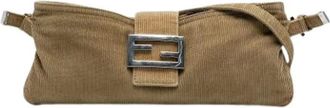 Fendi Pre-owned Shoulder Bags, female, Brown, Size: ONE SIZE Pre-owned Corduroy Shoulder Bag