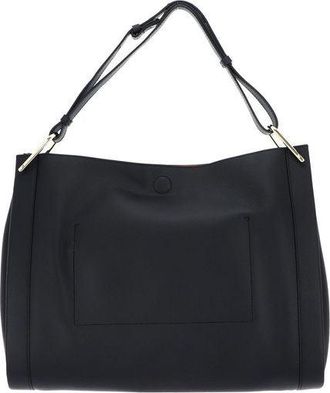 Coccinelle Womens Shoulder Bag Black-Brown Cow Leather Shoulder-bags