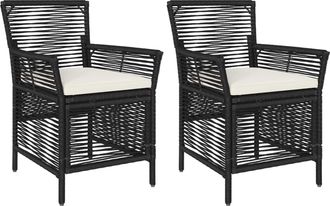 vidaXL Silla De Exterior 2 Uds. Negro Y Crema Rat&aacute;n Sint&eacute;tico Vidaxl