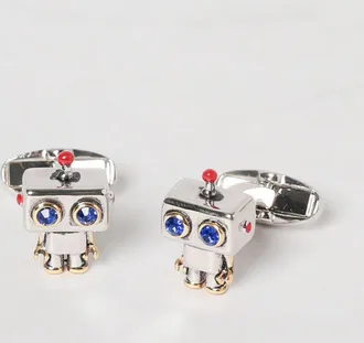 Paul Smith Gemelli Robot in metallo bicolore con cristalli incastonati
