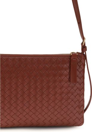 Bottega Veneta Womens Shoulder Bag Intrecciato Calf Leather Lava Red Red-Brass Red/brass