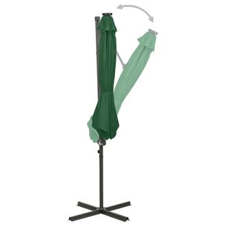 Berkfield Home Durable Cantilever Umbrella with Pole & LED Lights Green 300 cm